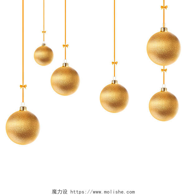 金色简约原创圣诞节圣诞球吊饰圣诞装饰元素PNG素材